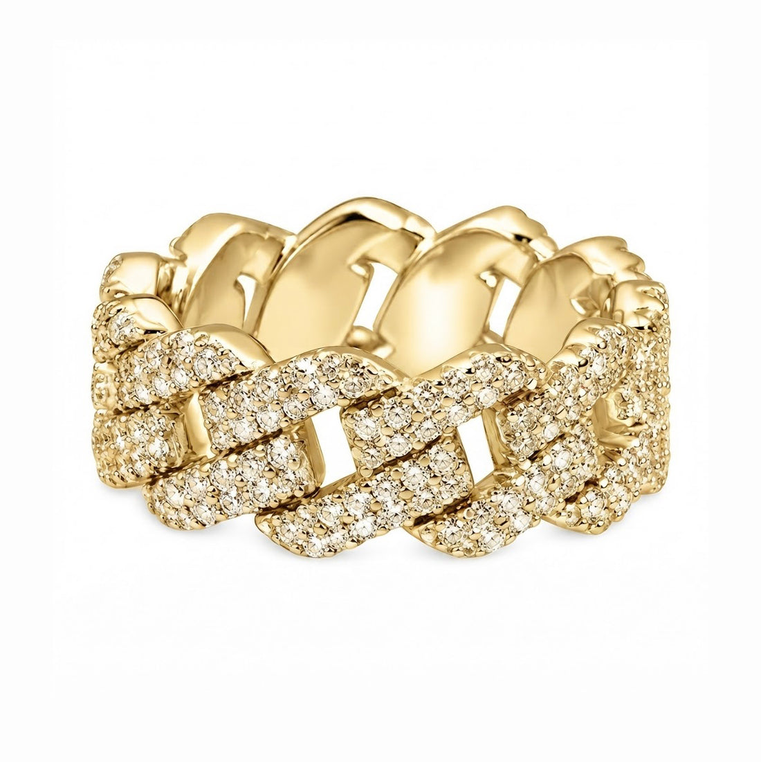 Moissanite 2-Row Miami Cuban Link Ring