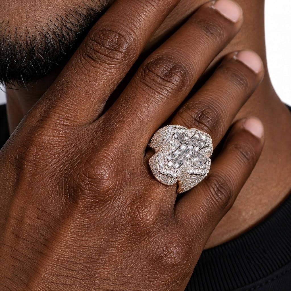 Moissanite Diamond Fleur Cross Ring