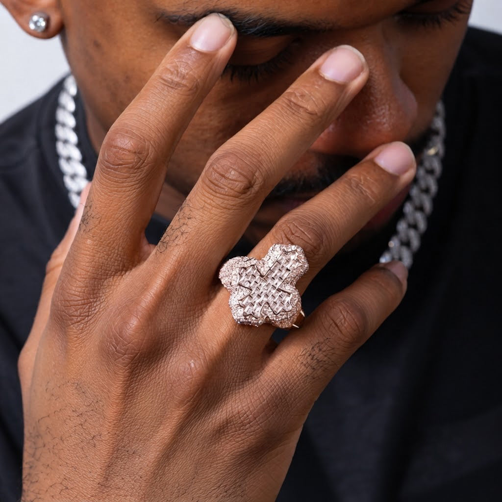 Moissanite Diamond Fleur Cross Ring