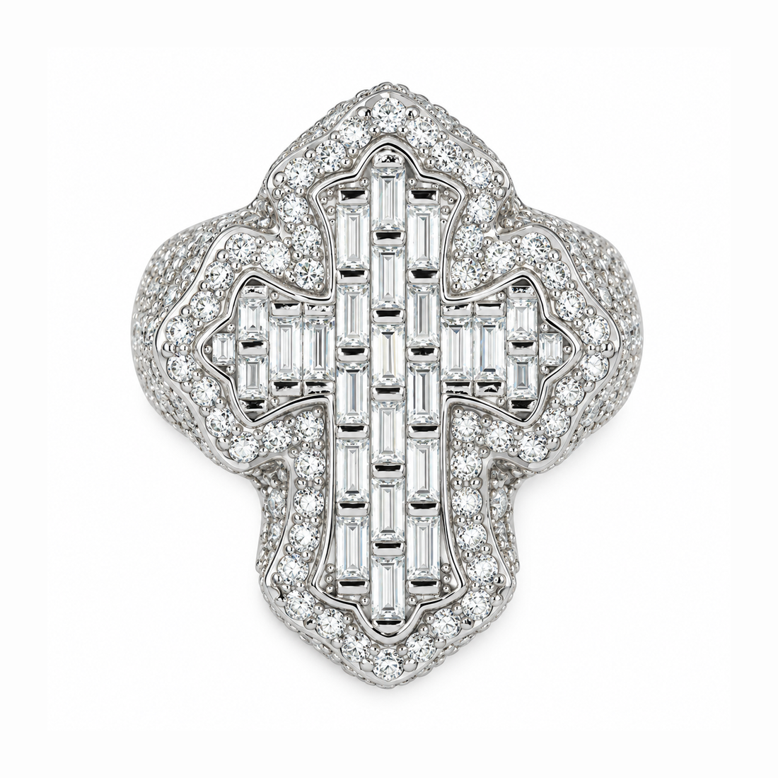 Moissanite Diamond Fleur Cross Ring