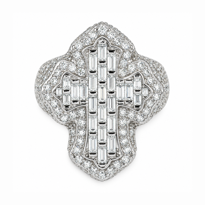 Moissanite Diamond Fleur Cross Ring