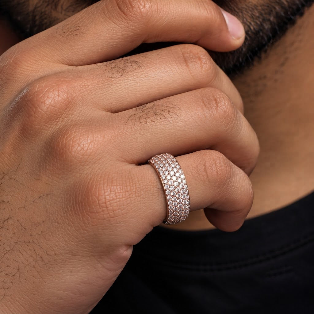 Iced Out VVS 5-Row Iced Band Ring