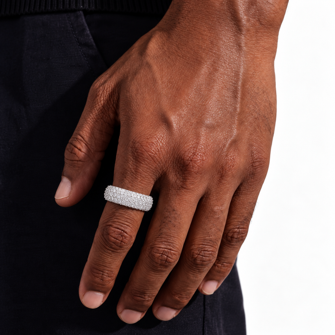 Iced Out VVS 5-Row Iced Band Ring