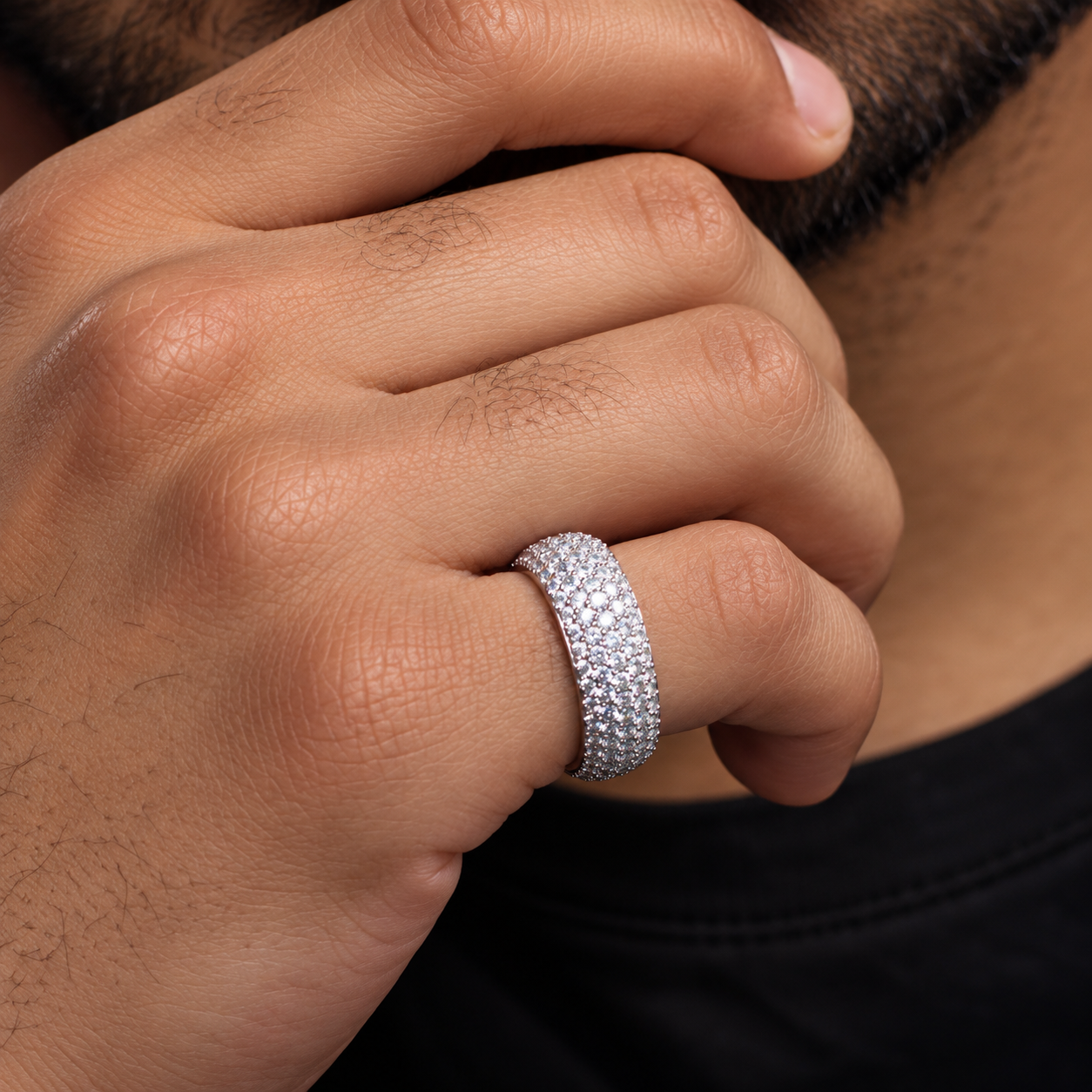Iced Out VVS 5-Row Iced Band Ring