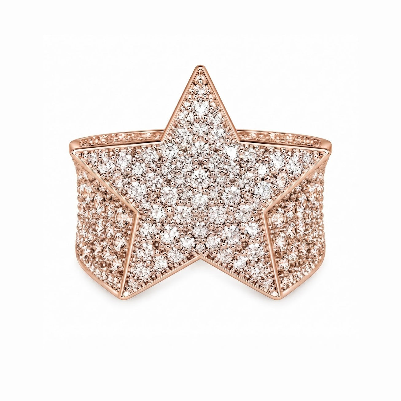Iced Out VVS Star Shape Hip Hop Ring