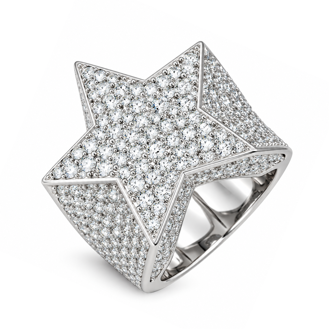Iced Out VVS Star Shape Hip Hop Ring