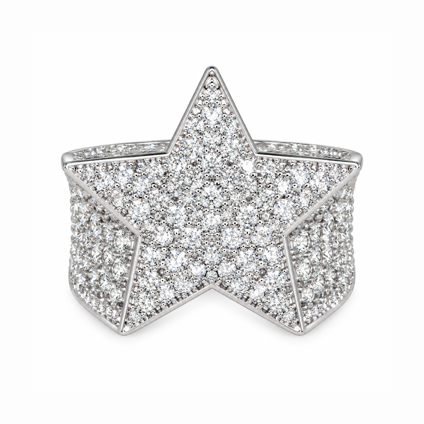 Iced Out VVS Star Shape Hip Hop Ring