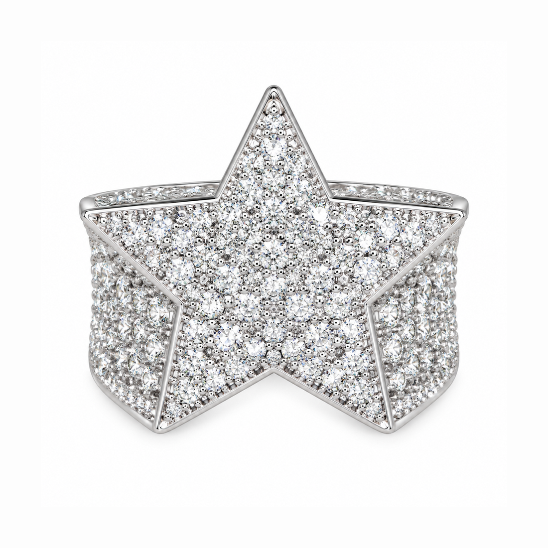 Iced Out VVS Star Shape Hip Hop Ring