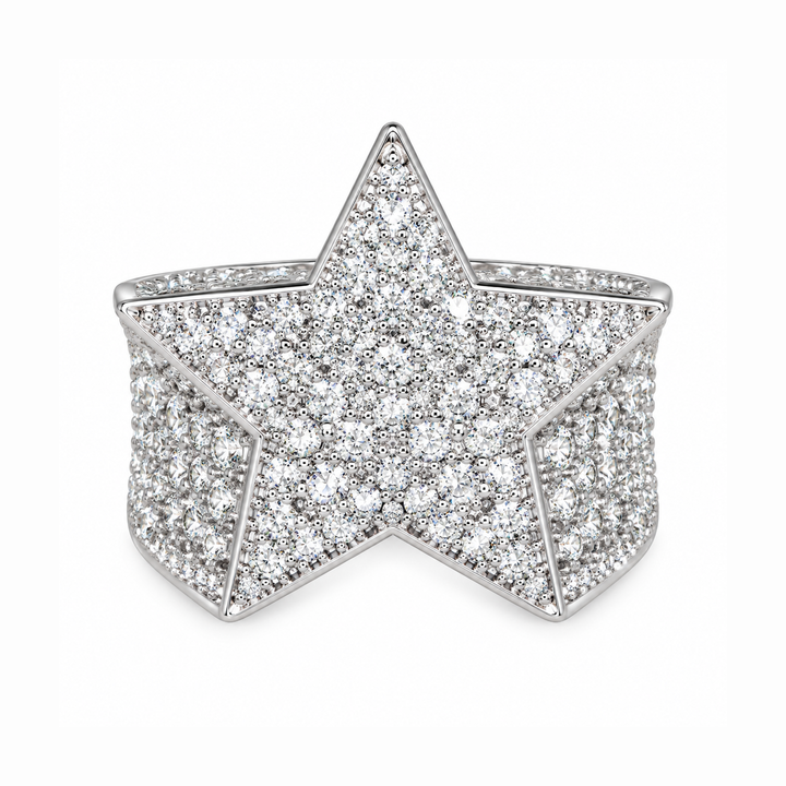 Iced Out VVS Star Shape Hip Hop Ring