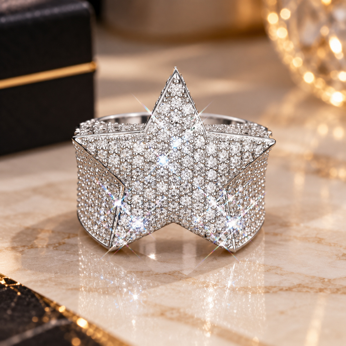 Iced Out VVS Star Shape Hip Hop Ring