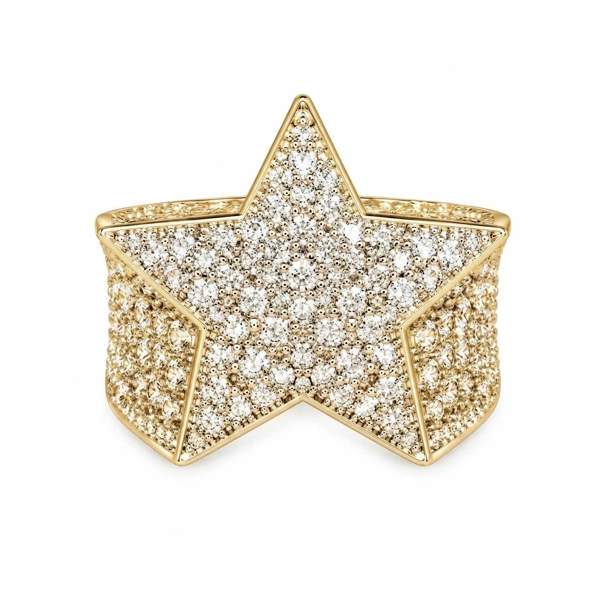 Iced Out VVS Star Shape Hip Hop Ring