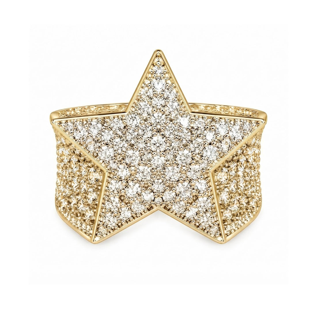 Iced Out VVS Star Shape Hip Hop Ring