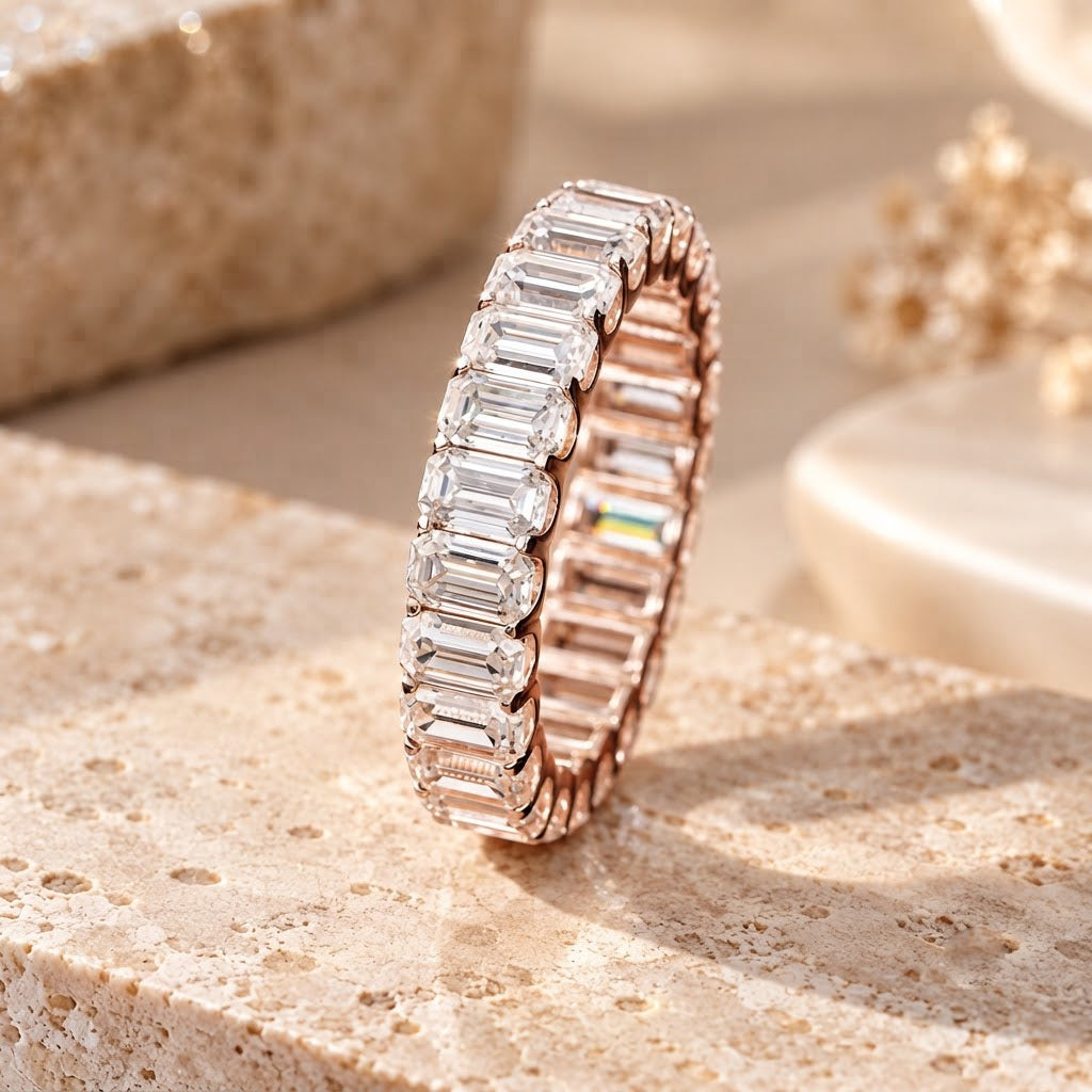 Moissanite Baguette Eternity Band Ring