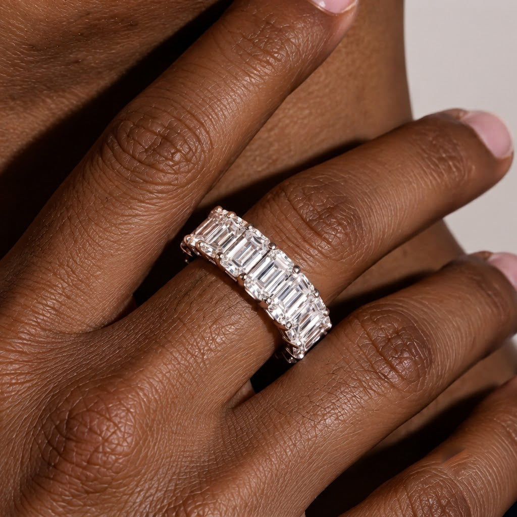 Moissanite Baguette Eternity Band Ring
