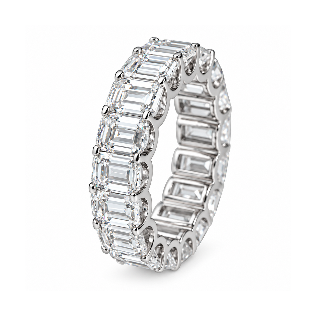 Moissanite Baguette Eternity Band Ring