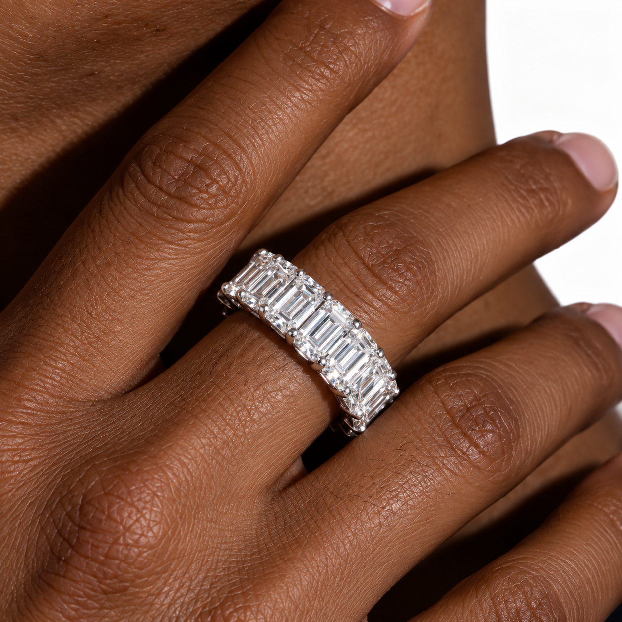Moissanite Baguette Eternity Band Ring