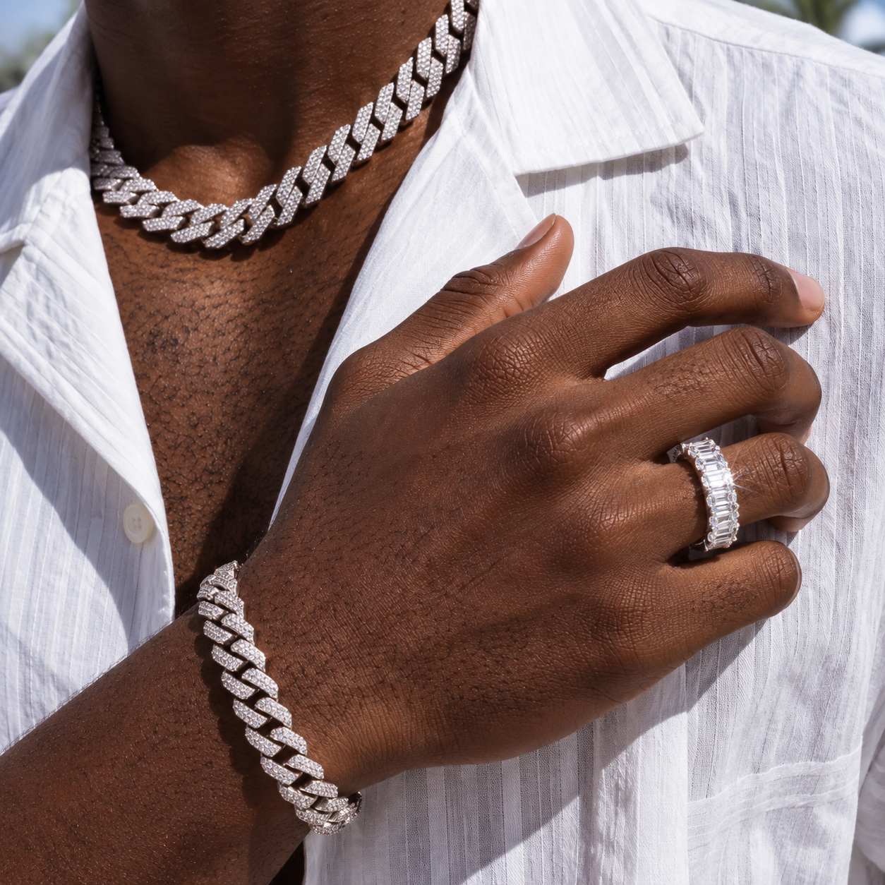 Moissanite Baguette Eternity Band Ring
