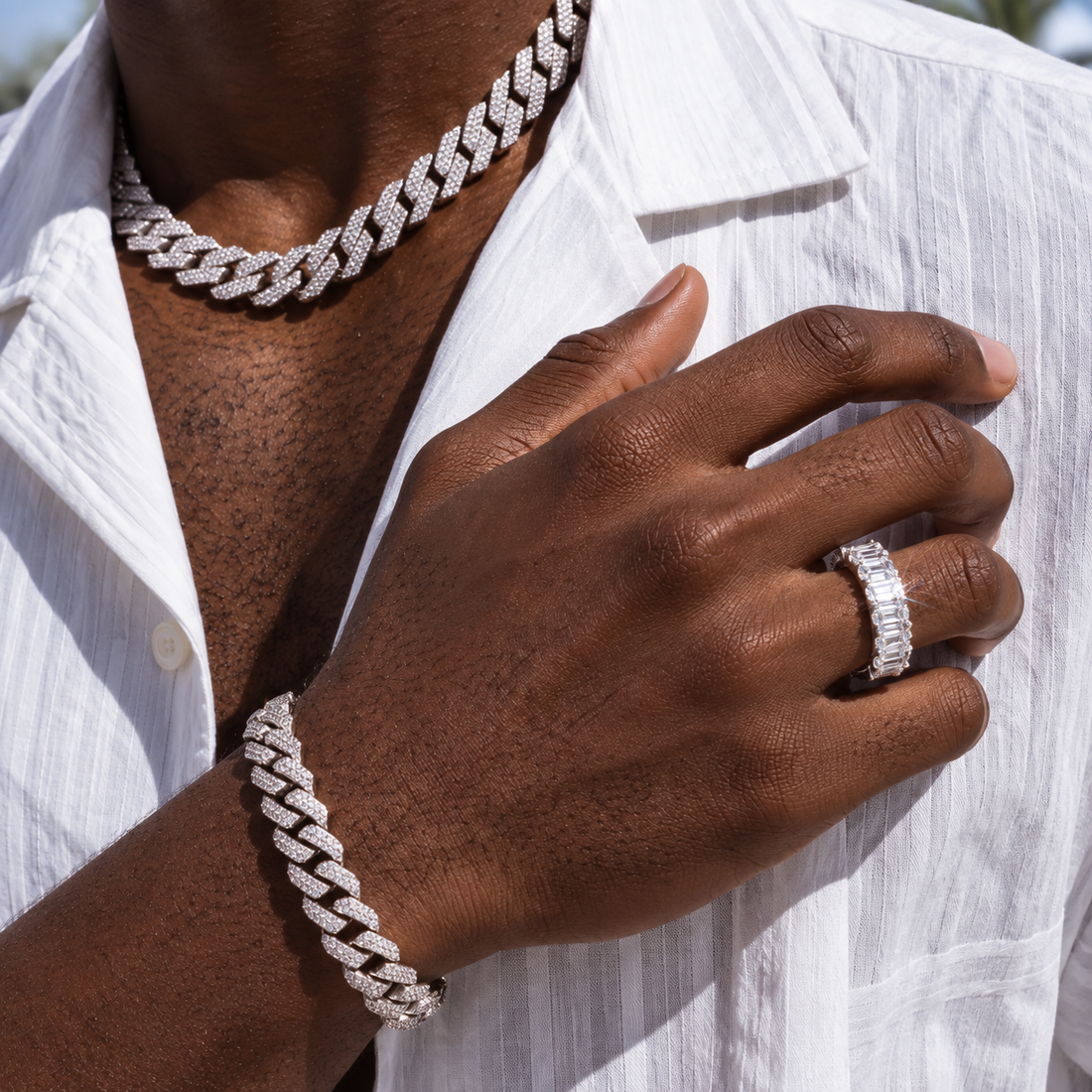 Moissanite Baguette Eternity Band Ring