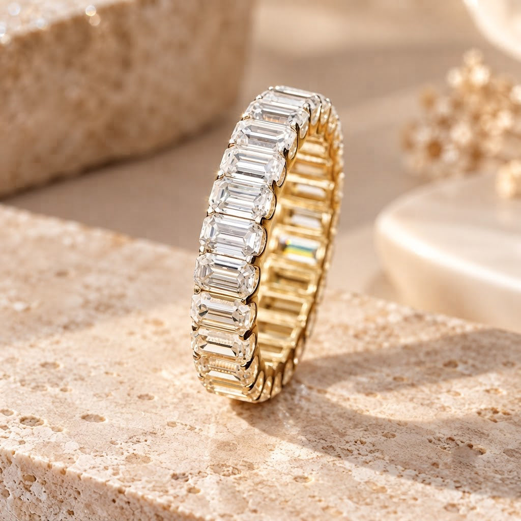 Moissanite Baguette Eternity Band Ring