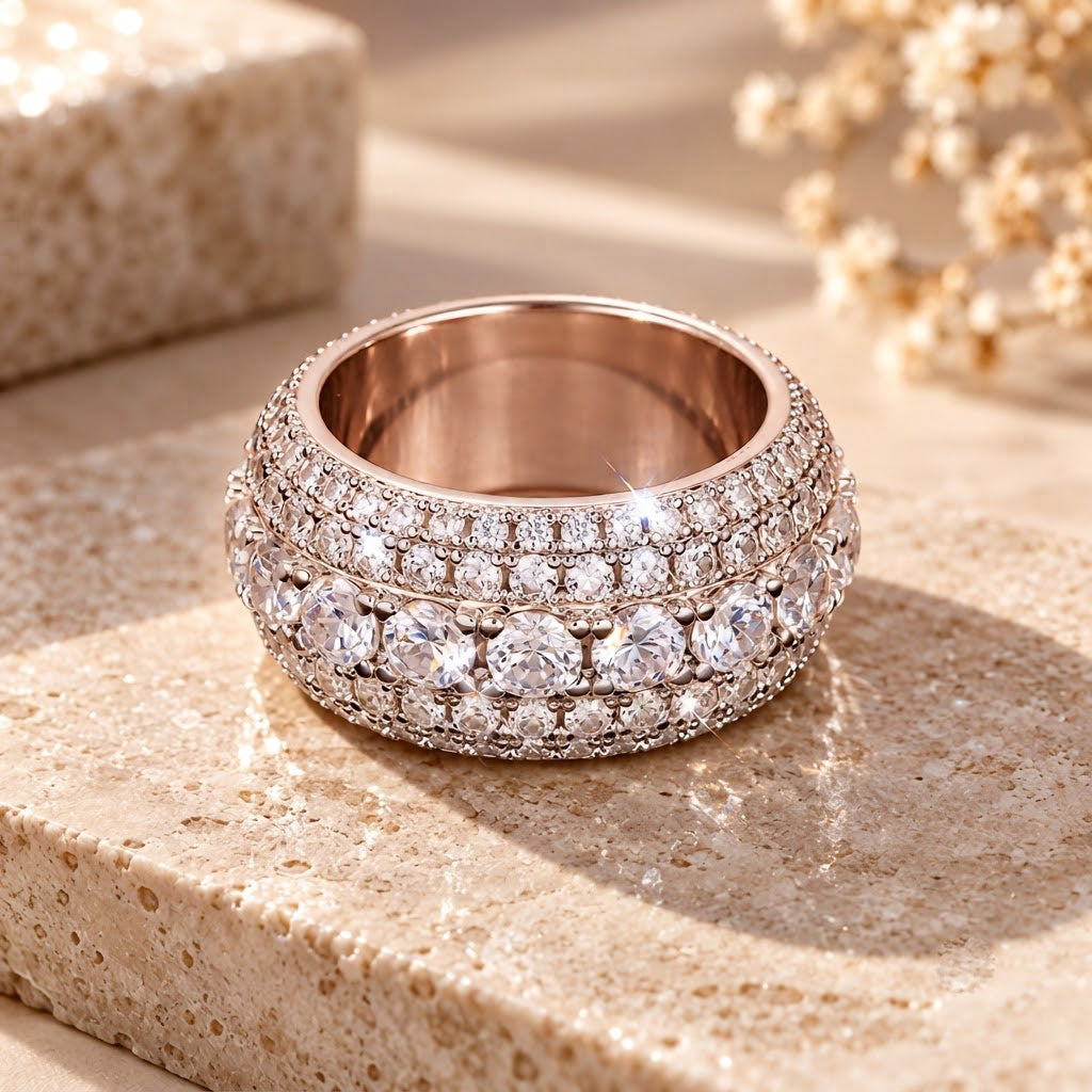 Iced Out VVS 5-Layer Moissanite Diamond Ring