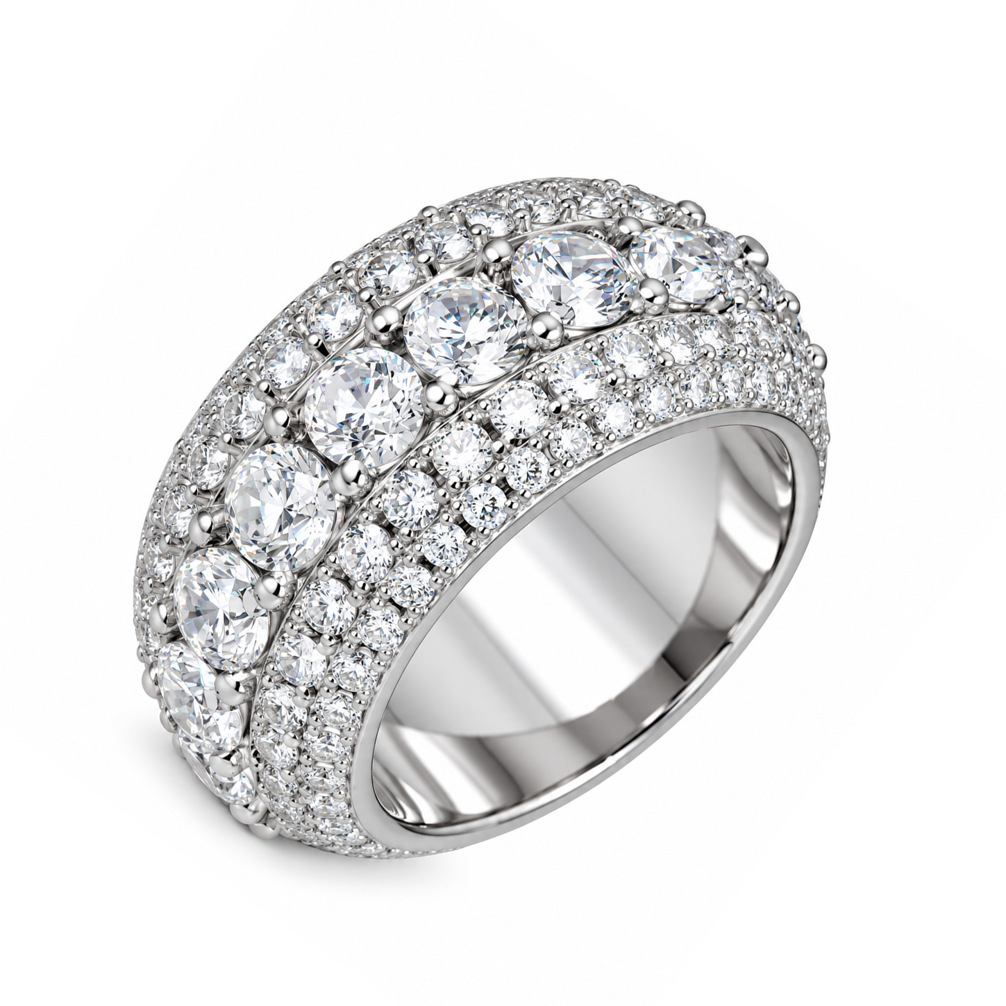 Iced Out VVS 5-Layer Moissanite Diamond Ring
