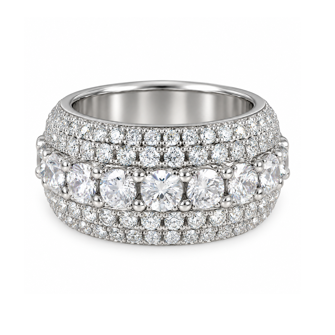 Iced Out VVS 5-Layer Moissanite Diamond Ring