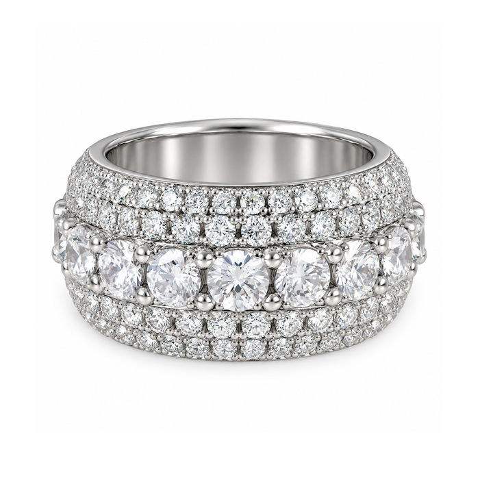 Iced Out VVS 5-Layer Moissanite Diamond Ring
