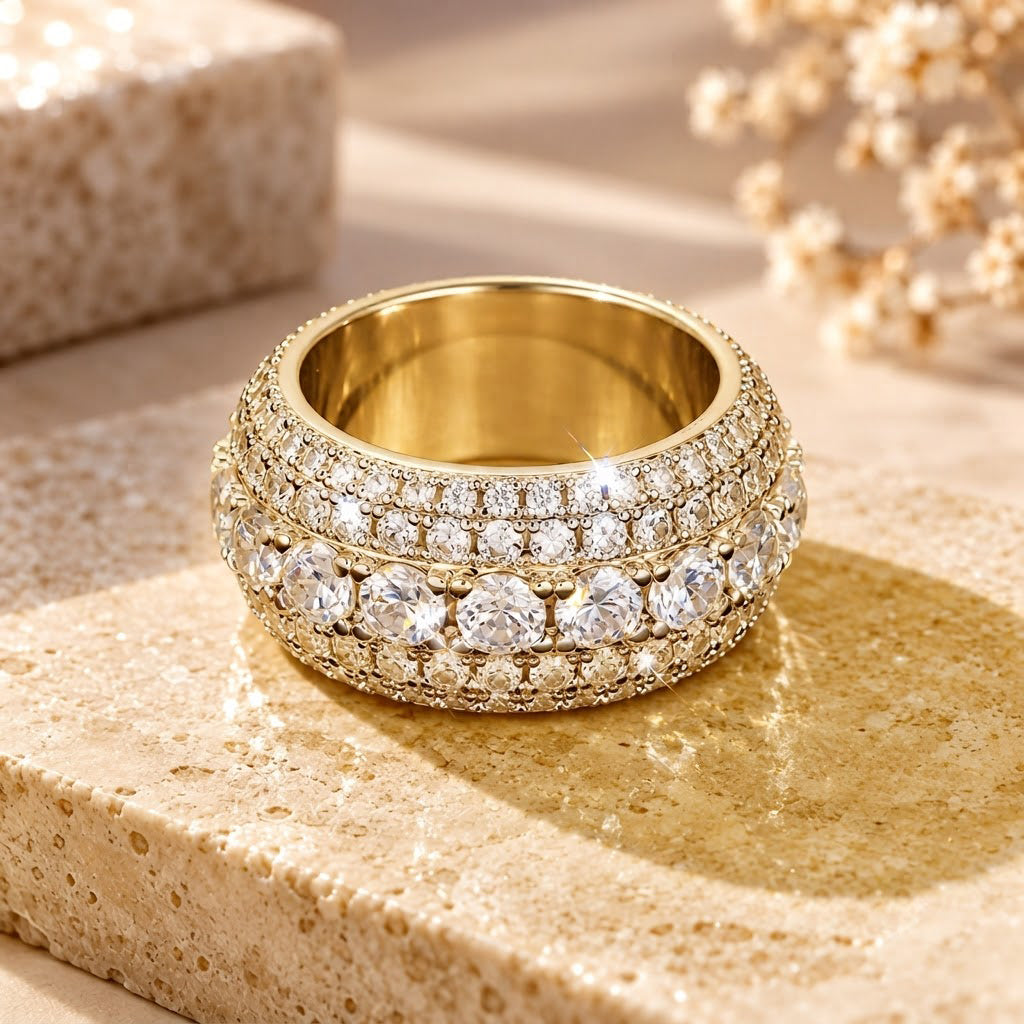 Iced Out VVS 5-Layer Moissanite Diamond Ring