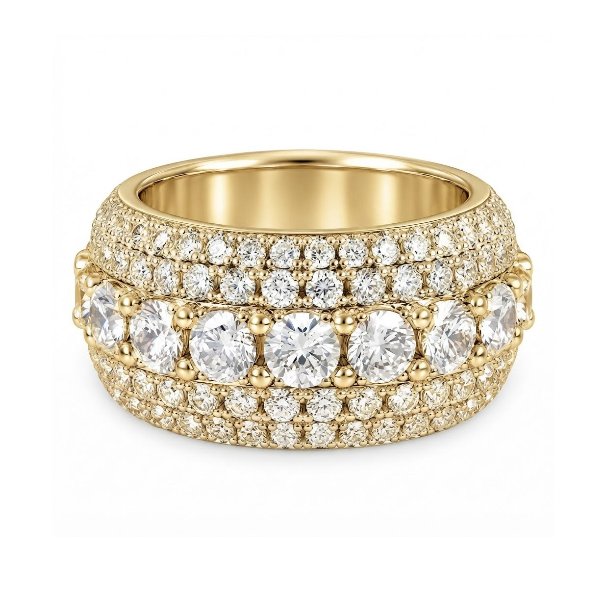 Iced Out VVS 5-Layer Moissanite Diamond Ring