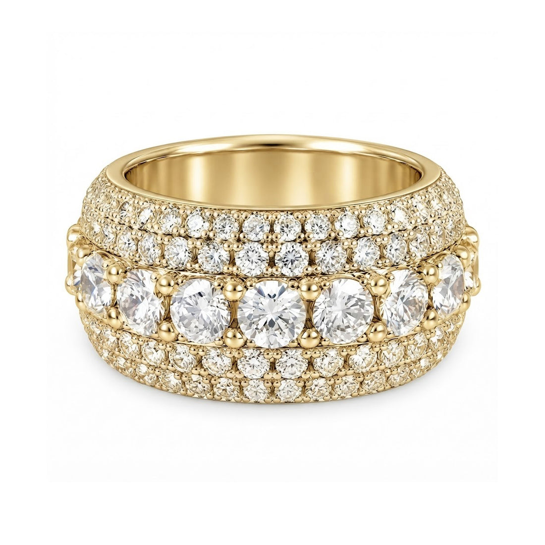 Iced Out VVS 5-Layer Moissanite Diamond Ring