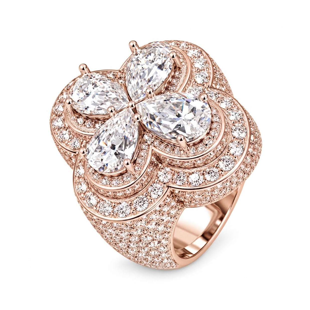 Four Leaf Clover Diamond Ring