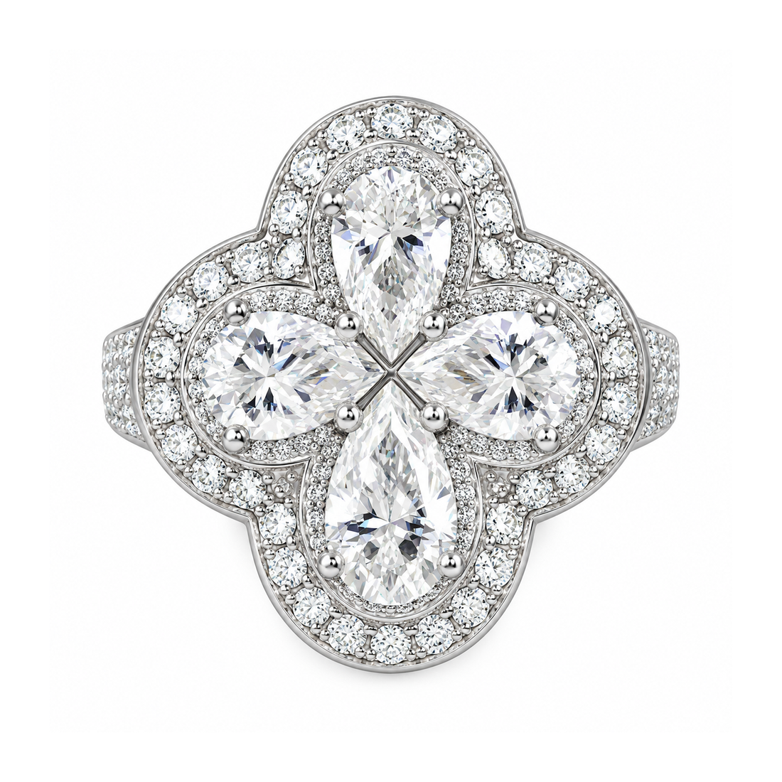Four Leaf Clover Diamond Ring