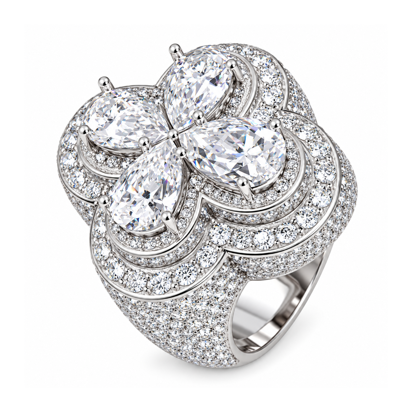 Four Leaf Clover Diamond Ring