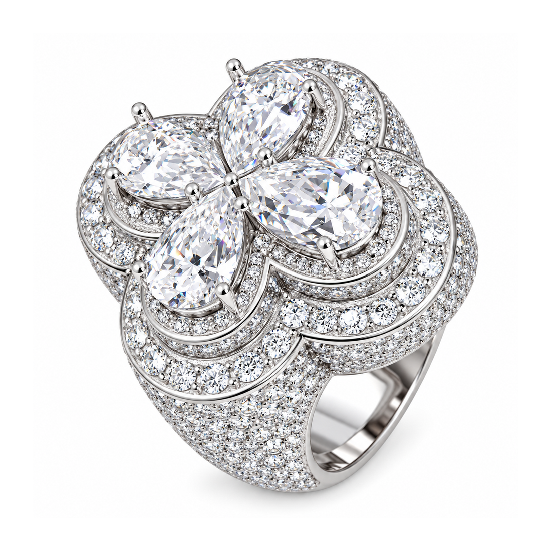 Four Leaf Clover Diamond Ring