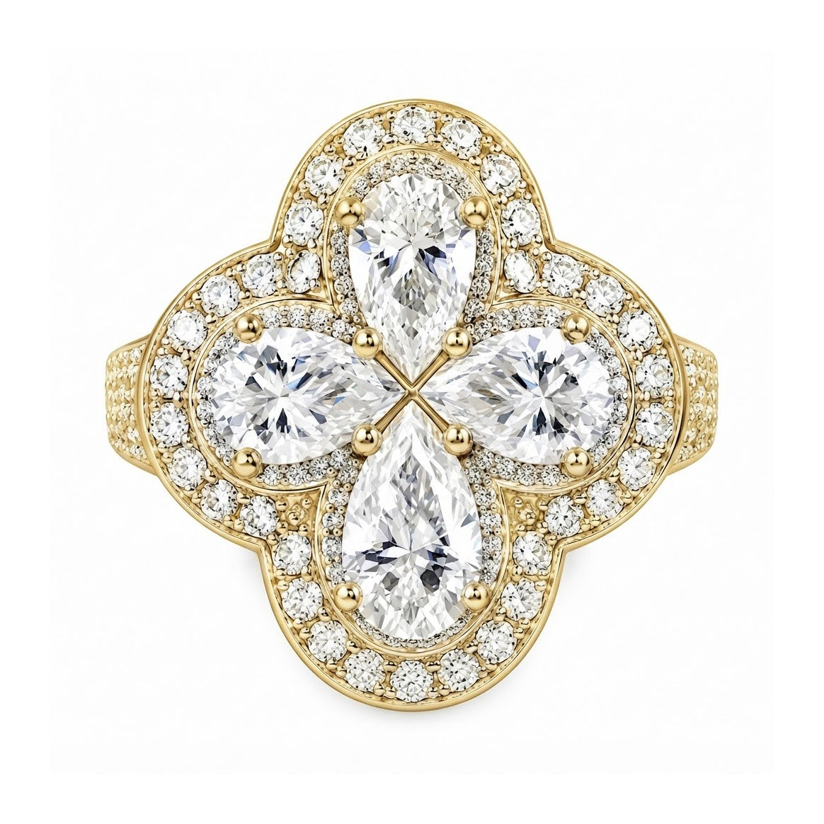 Four Leaf Clover Diamond Ring