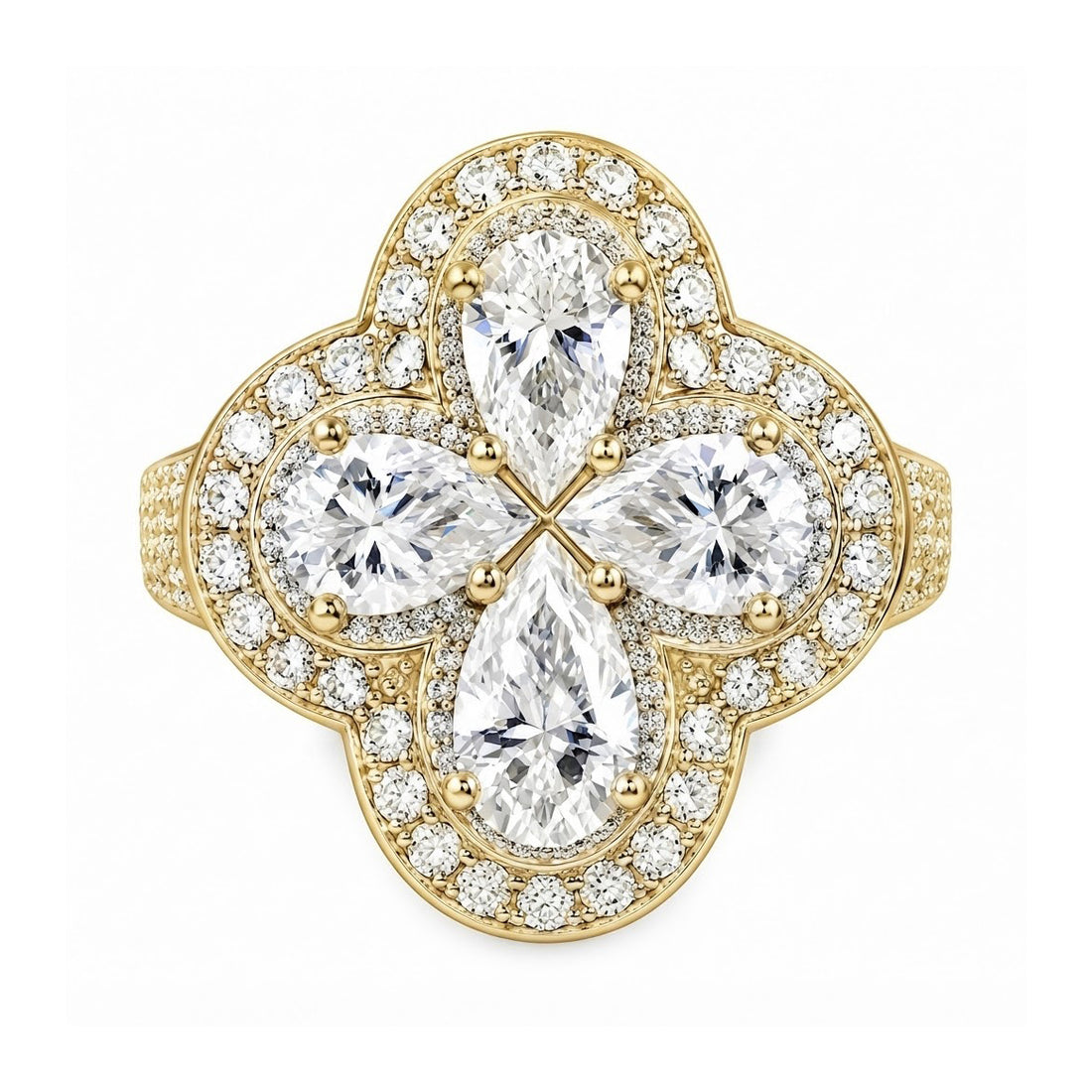 Four Leaf Clover Diamond Ring