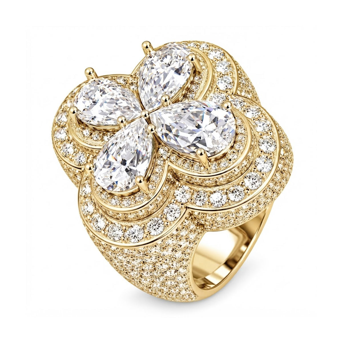 Four Leaf Clover Diamond Ring