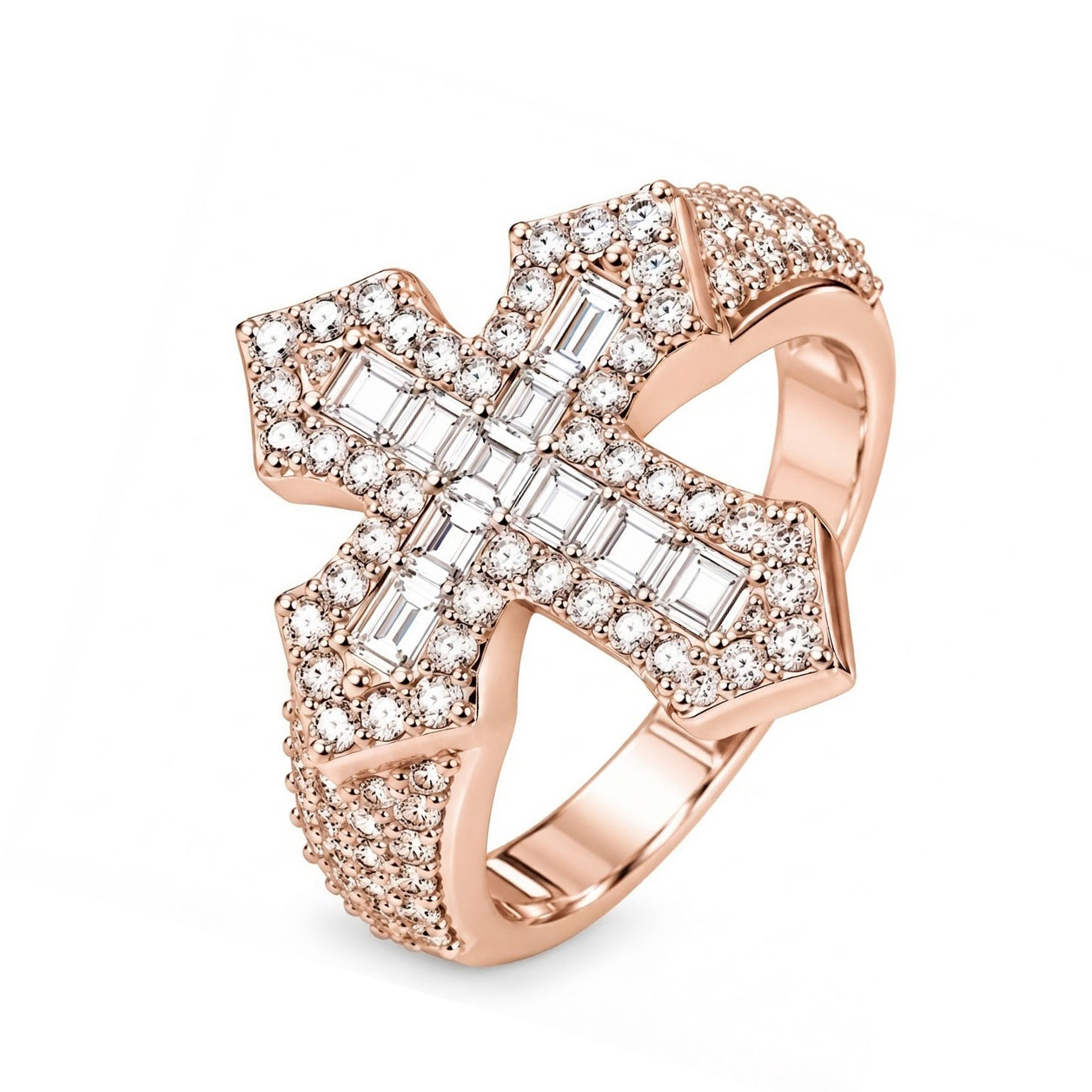 Iced Out VVS Gothic Cross Diamond Ring