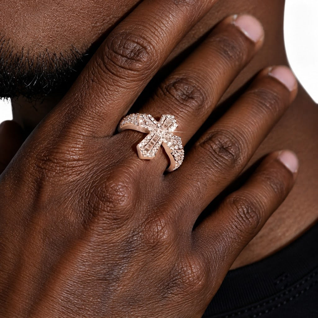 Iced Out VVS Gothic Cross Diamond Ring
