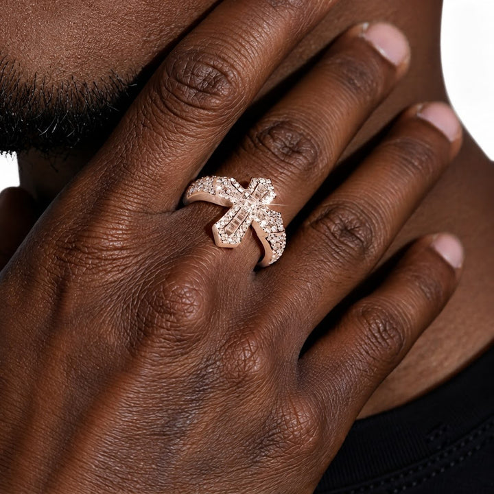 Iced Out VVS Gothic Cross Diamond Ring
