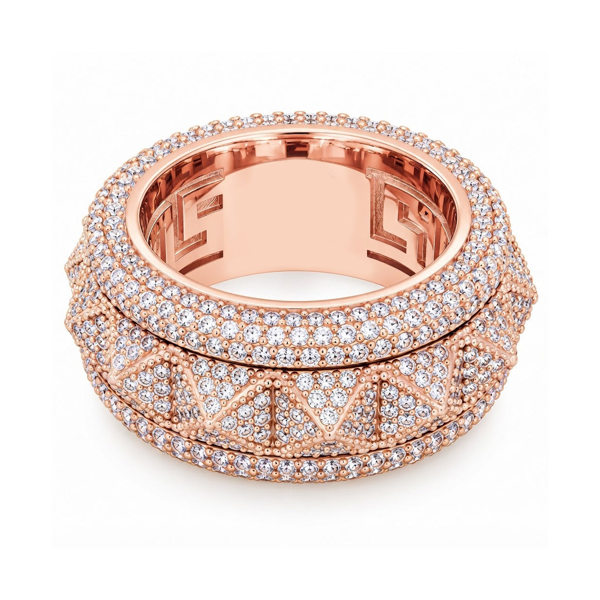 Spike-Studded Icy Spinner Diamond Ring