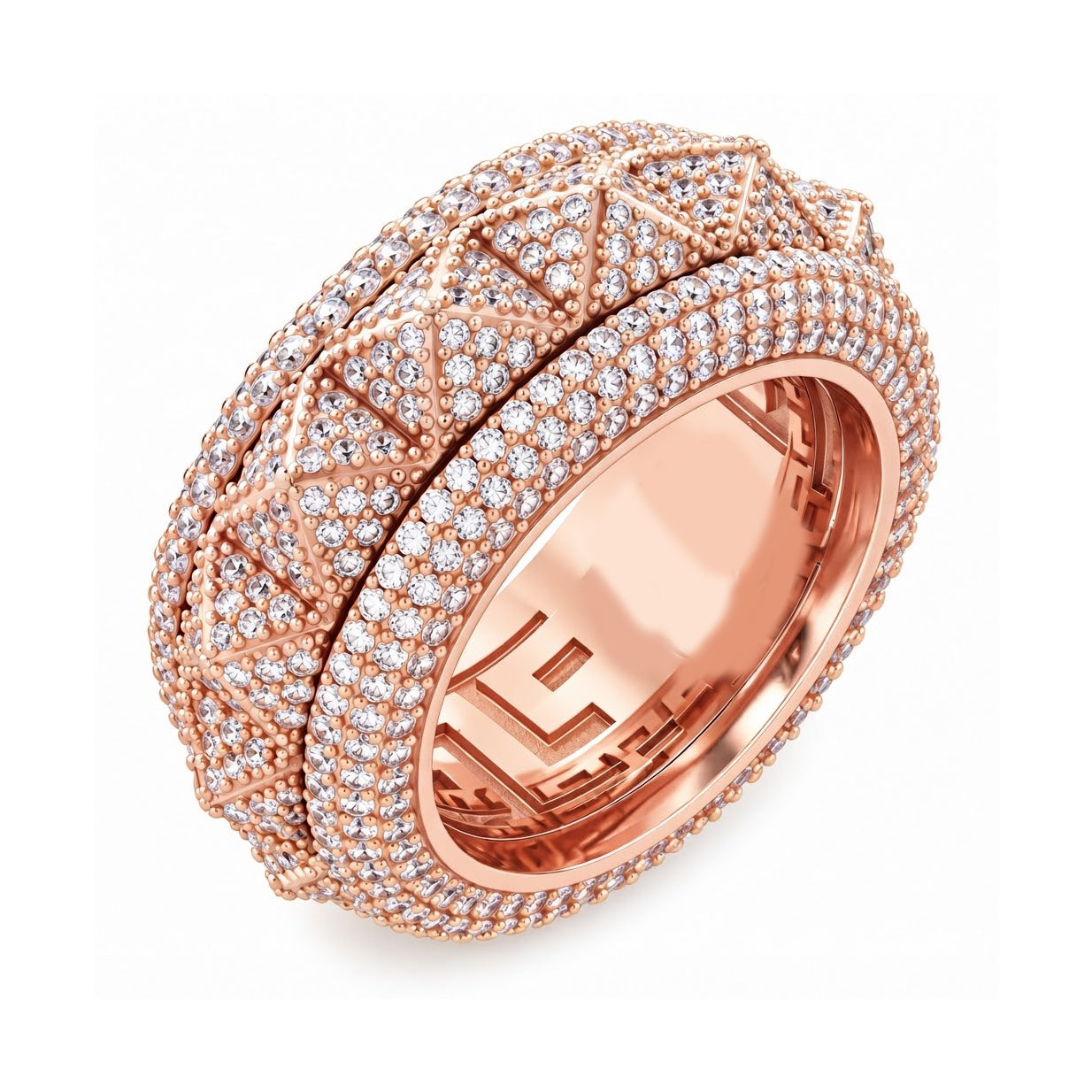 Spike-Studded Icy Spinner Diamond Ring