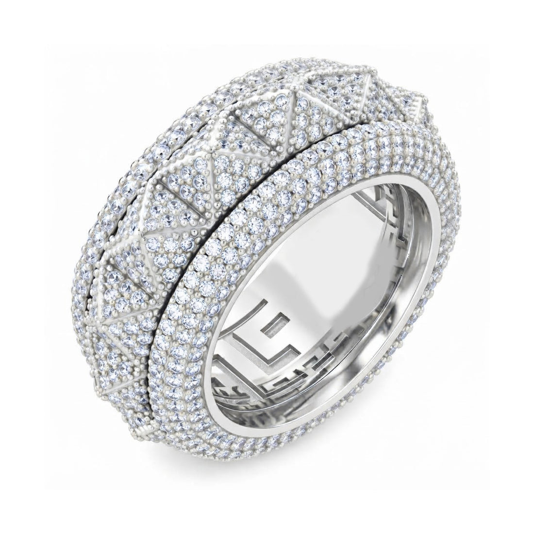 Spike-Studded Icy Spinner Diamond Ring