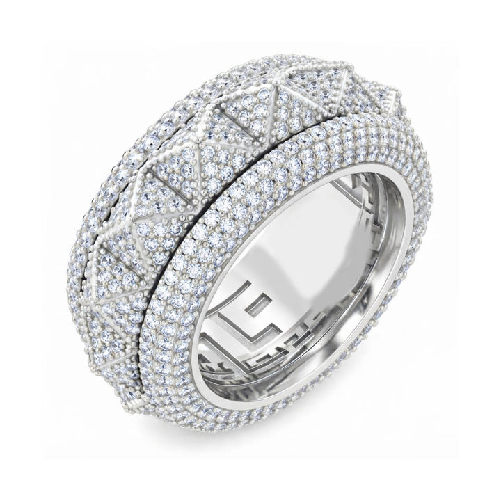 Spike-Studded Icy Spinner Diamond Ring
