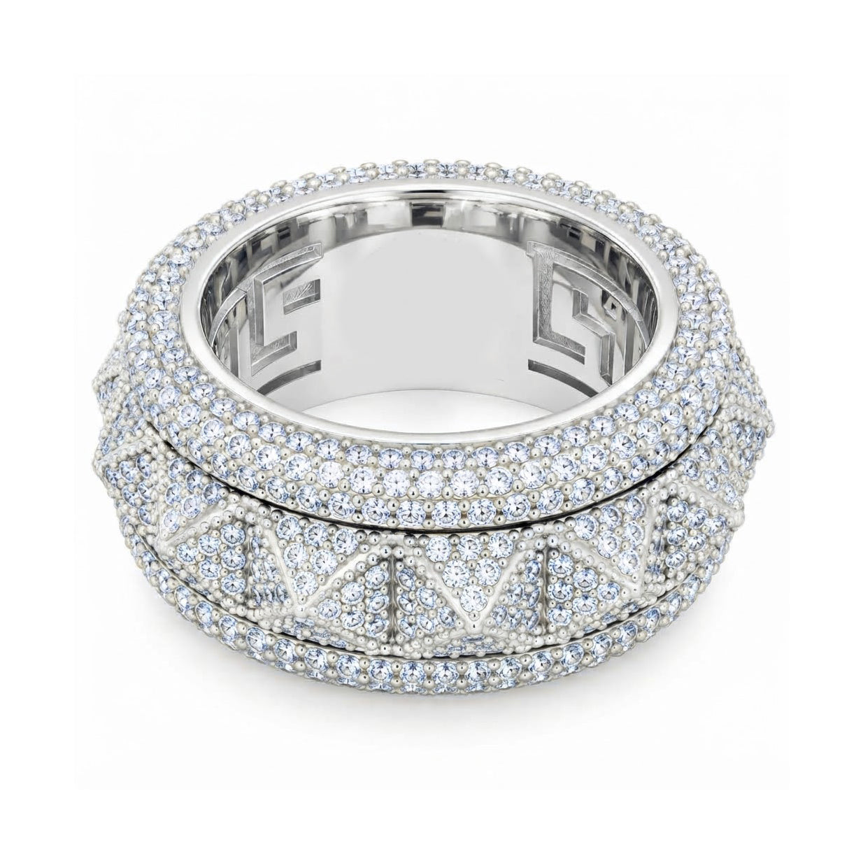 Spike-Studded Icy Spinner Diamond Ring