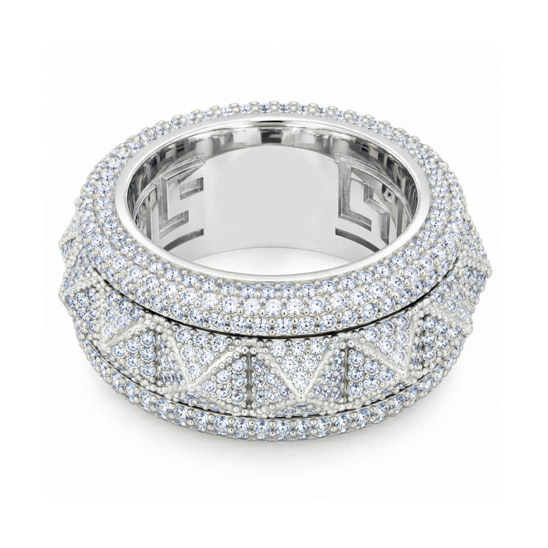 Spike-Studded Icy Spinner Diamond Ring