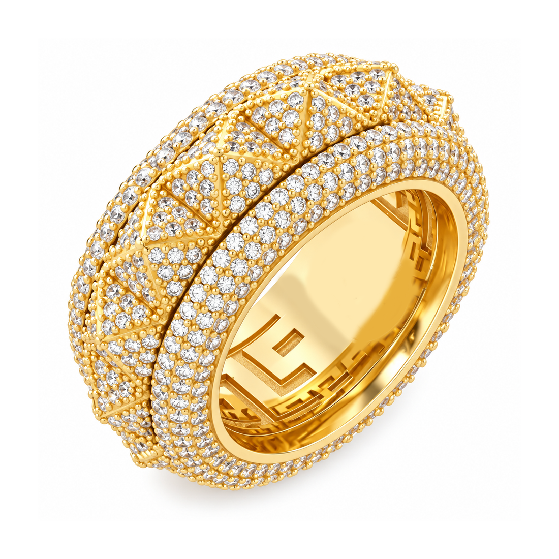 Spike-Studded Icy Spinner Diamond Ring