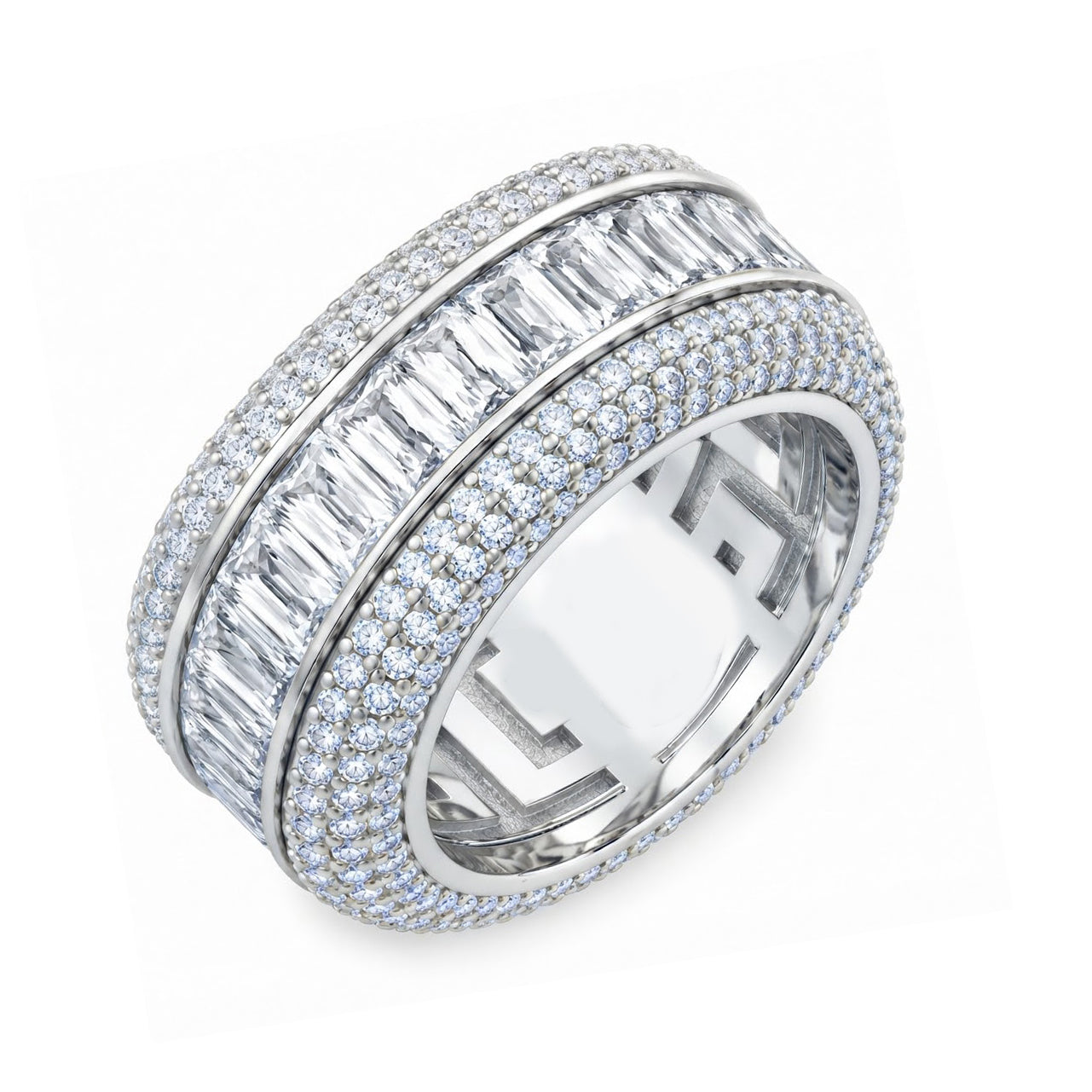 Baguette-Cut Icy Spinner Diamond Ring