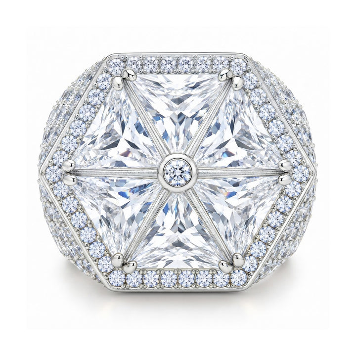 Triangle Round Diamond Hip Hop Ring