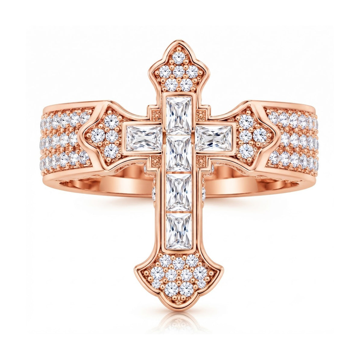 Fleur de Lis Cross Diamond Ring